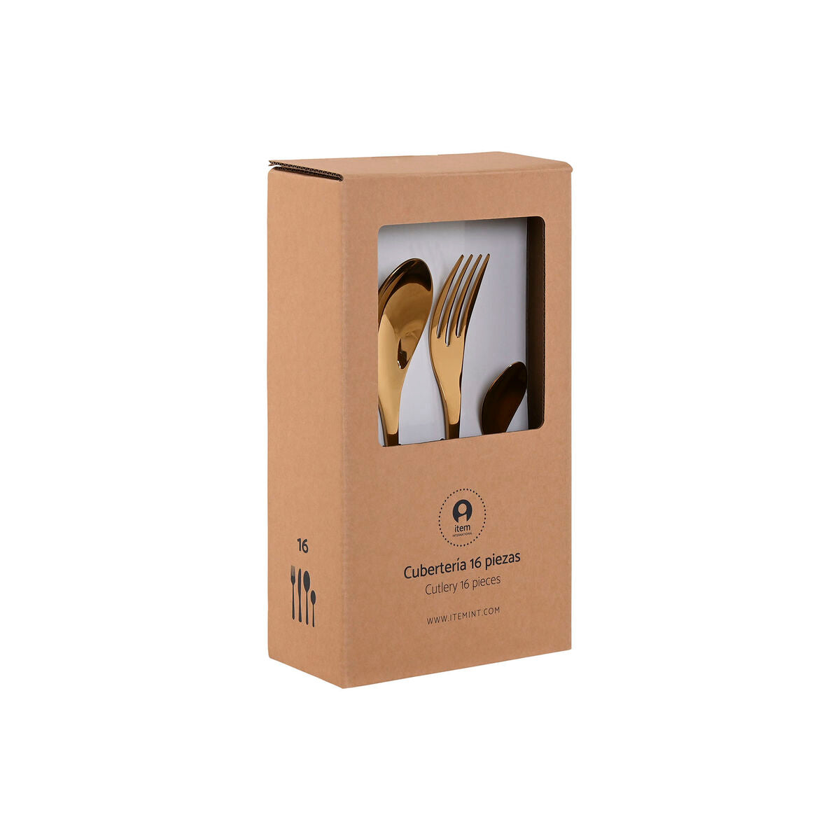 Cutlery Home ESPRIT Golden Stainless steel 2 x 1,5 x 25,5 cm 16 Pieces-4