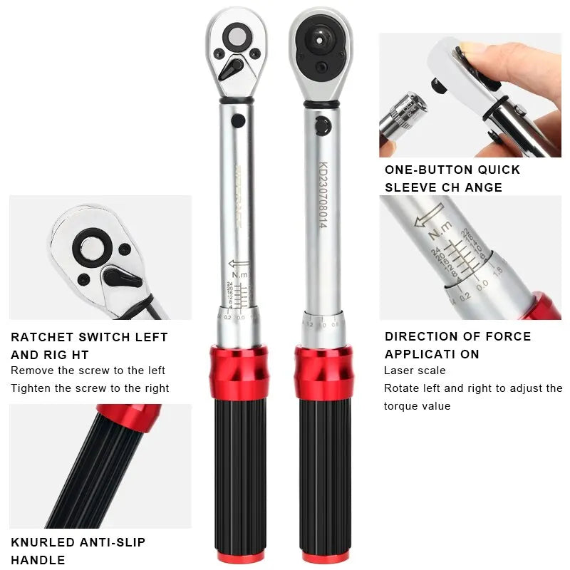 15-Piece Bicycle Torque Wrench Set Red-2